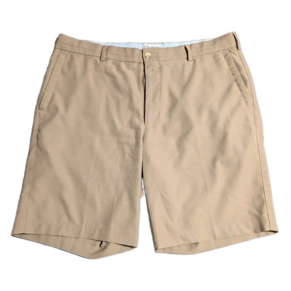 Peter Millar Salem High Drape Performance Shorts Mens 35 Khaki Tan Golf 9"